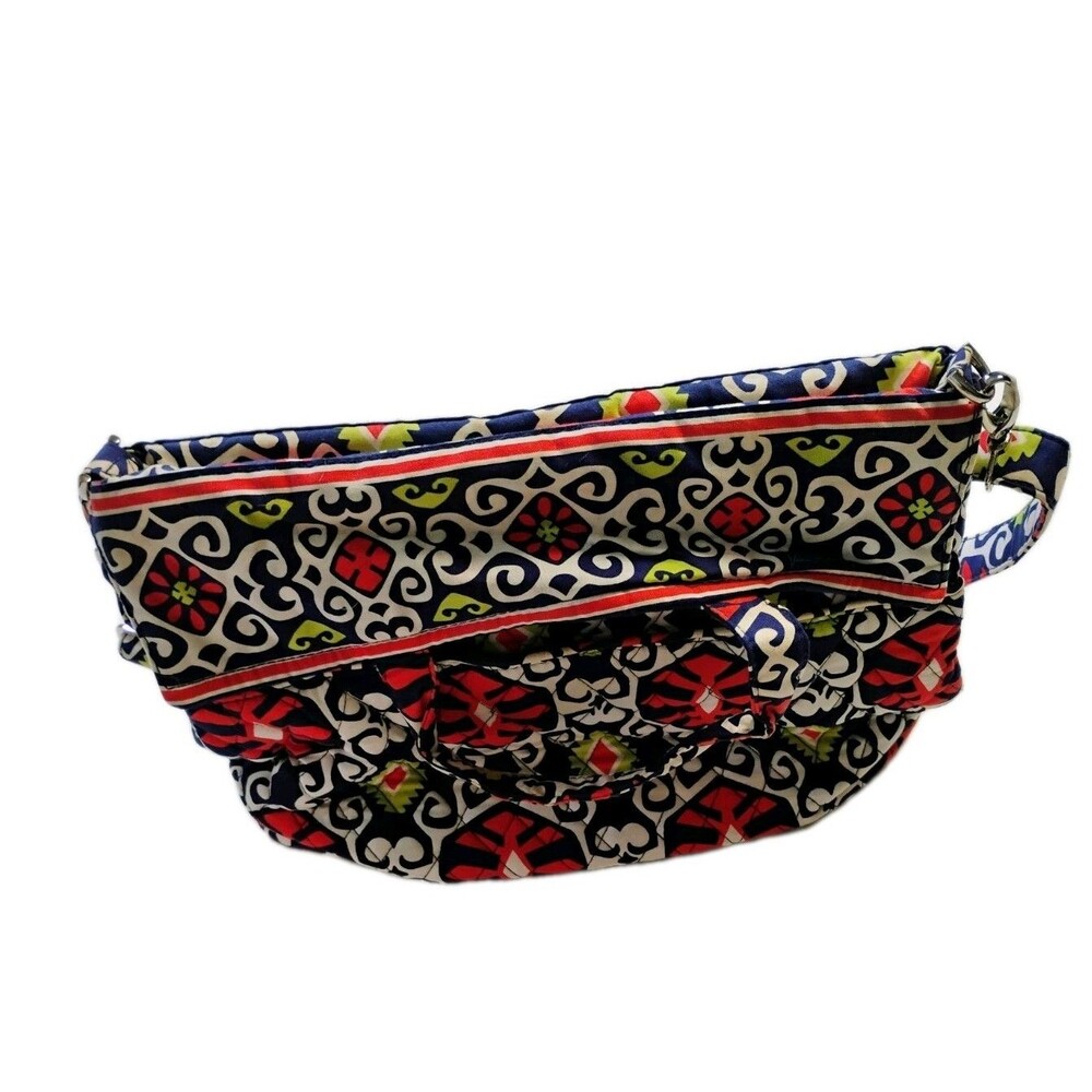 Vera Bradley Large Quilted Shoulder Bag Multicolor Cotton Zip‎ Top Purse